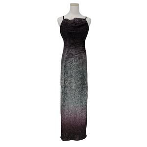 Vintage Y2K Niteway Ombre Metallic Glitter Slip Dress Evening Gown 8 Prom Formal